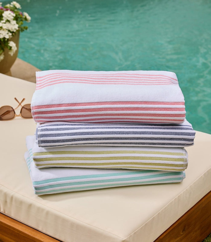 Peacock Alley Aegean Stripe Beach Towels - Turkish Pool Towels at Fig Linens and Home