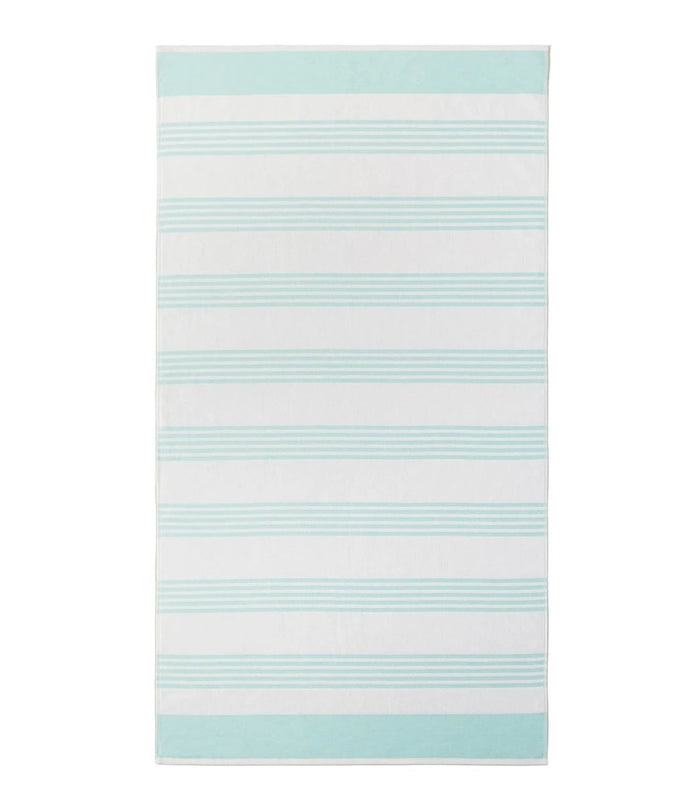 Aqua Pool Towel - Open - Aegean Stripe Beach Towel by Peacock Alley at Fig Linens and Home