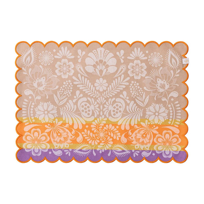 Alegria Coated Placemat in Sunset Yellow by Le Jacquard Francais 14" x 20" - Set of 4 Placemats YELLOW at FIG LINENS AND HOME 1