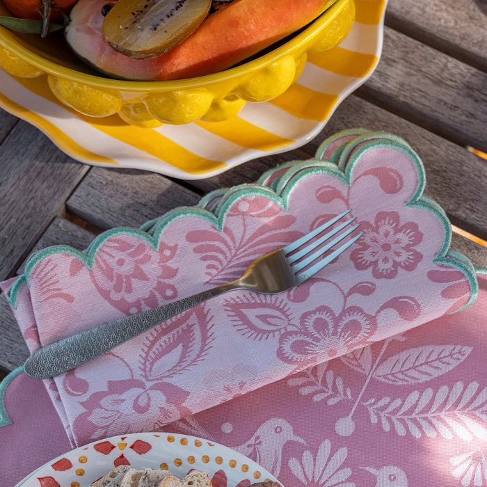 Alegria Napkin in Sorbet Pink by Le Jacquard Francais 20" x 20" - Set of 4 Napkins PINK at FIG LINENS AND HOME 2