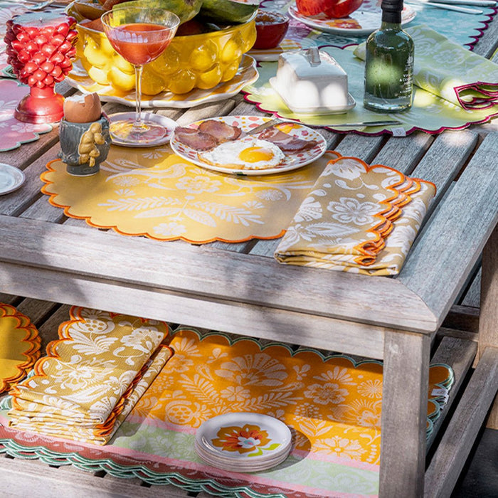 Alegria Napkin in Sunset Yellow by Le Jacquard Francais 20" x 20" - Set of 4 Napkins YELLOW at FIG LINENS AND HOME 2