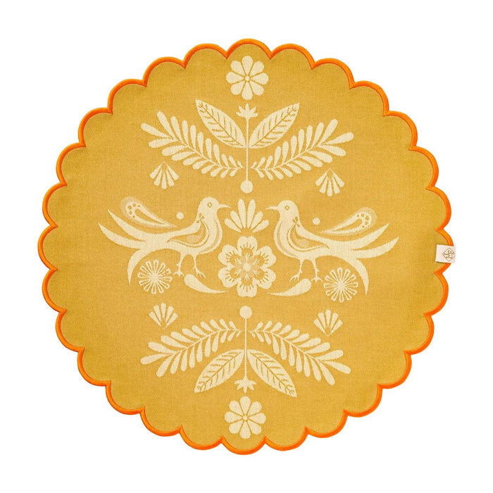 Alegria Round Coated Placemat in Sunset Yellow by Le Jacquard Francais 15" x 15" - Set of 4 Placemats YELLOW at FIG LINENS AND HOME 1