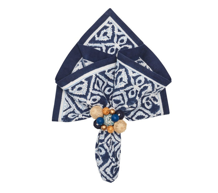 Kim Seybert Alfresco Napkins Set of 4 in Navy & Blue by Kim Seybert - Navy/Blue Napkins Set of 4 - 21"L x 21"W x 0.1"H at FIG LINENS AND HOME - 2