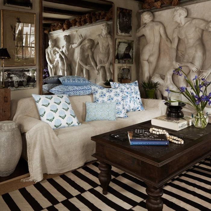 Amaya Light Indigo Pillow by John Robshaw at Fig Linens and Home - 3