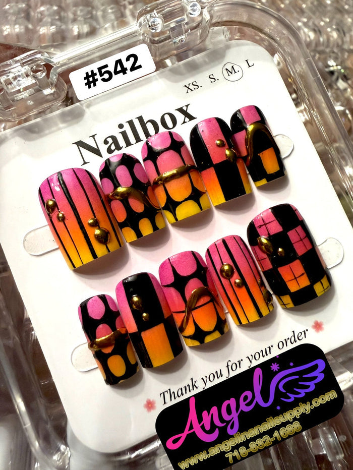 Angelina Handmade Custom Press-On 542 Sunset Groove - Angelina Nail Supply NYC