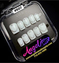 Set of white nail boxes with rhinestones in a clear box, featuring 'Nailbox' branding.