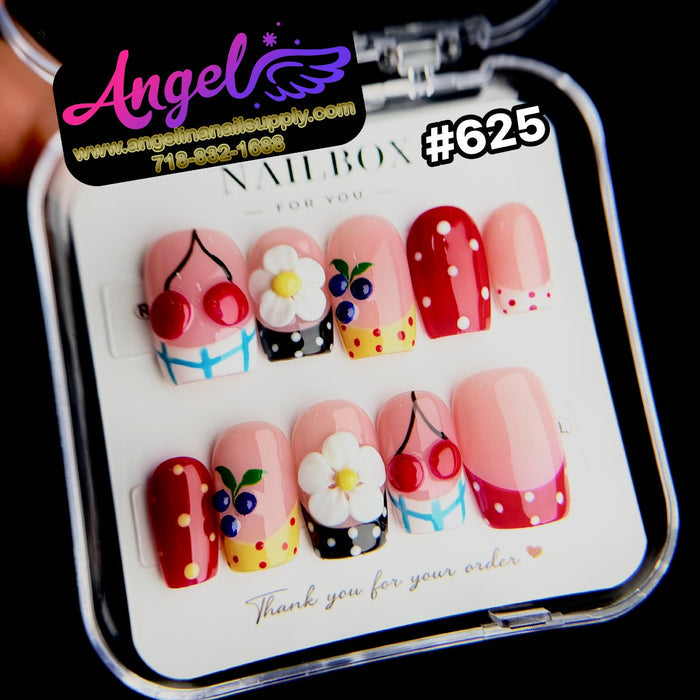 Angelina Handmade Custom Press-On #0625 - Cherry Picnic