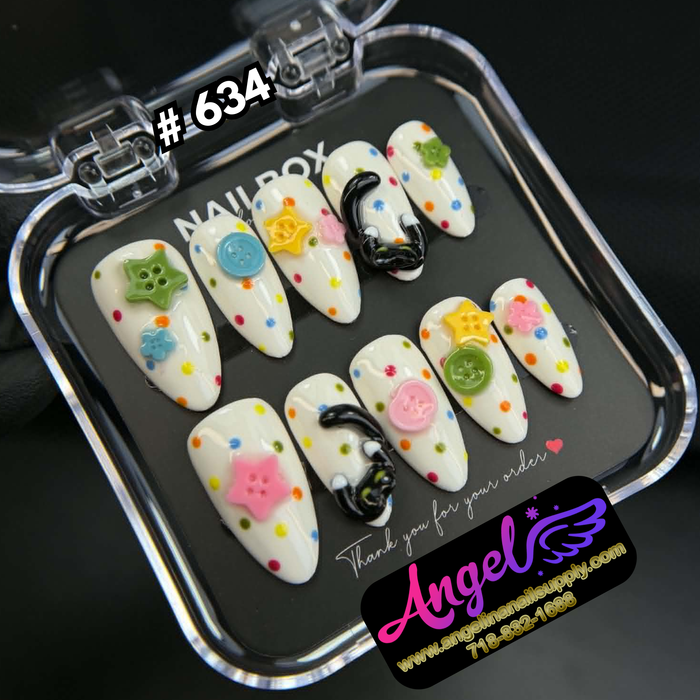 Angelina Handmade Custom Press-On #0634 - Button Pop