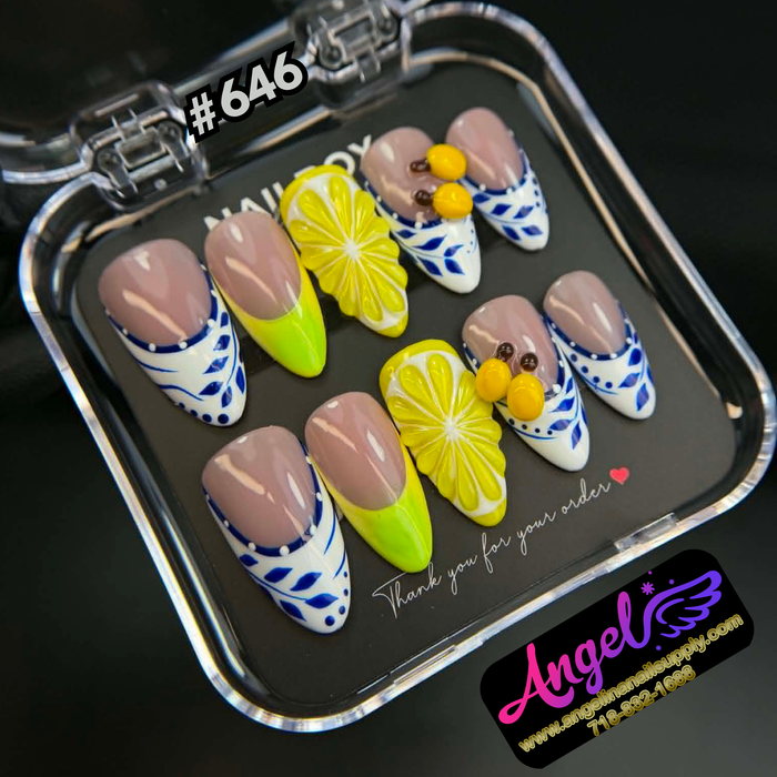 Angelina Handmade Custom Press-On #0646 - Lemon Riviera