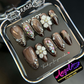 Angelina Handmade Custom Press-On #0658 - Espresso Blossom