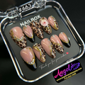 Angelina Handmade Custom Press-On #0663 - Rosewood Safari