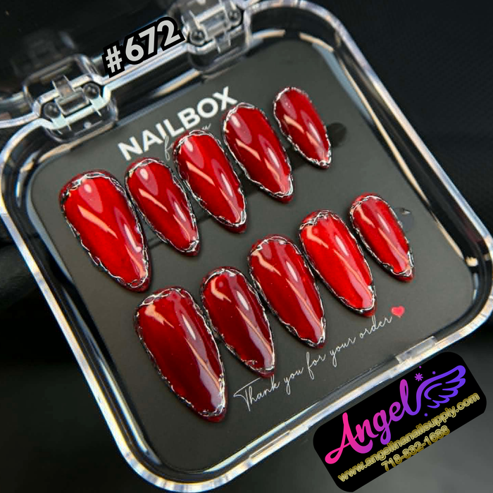 Angelina Handmade Custom Press-On #0672 - Scarlet Chrome