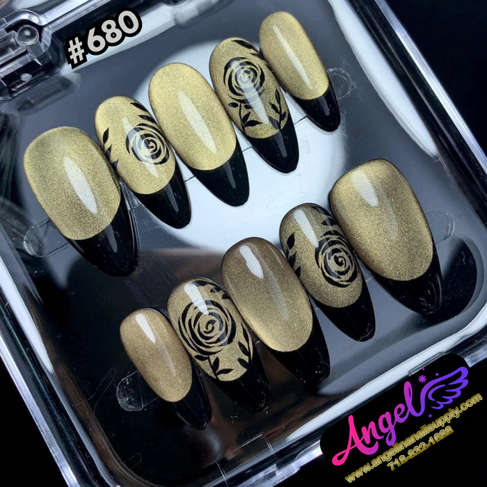 Angelina Handmade Custom Press-On #0680 - Champagne Noir