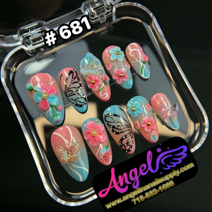 Angelina Handmade Custom Press-On #0681 - Bloom & Flutter