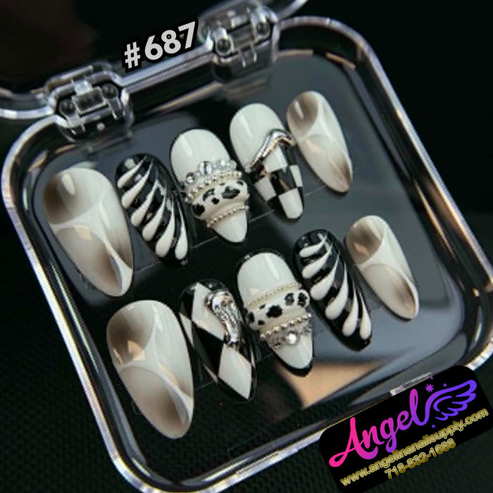 Angelina Handmade Custom Press-On #0687 - Beverly Noir