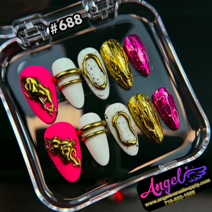 Angelina Handmade Custom Press-On #0688 - Hot Pink Luxe