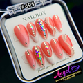 Angelina Handmade Custom Press-On #0695 - Coral Crystal