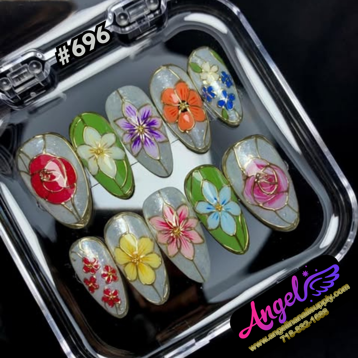 Angelina Handmade Custom Press-On #0696 - Botanical Glass