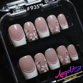 Angelina Handmade Custom Press-On #0935 - Blush Daisy French