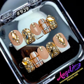 Angelina Handmade Custom Press-On #0939 - Golden Tartan