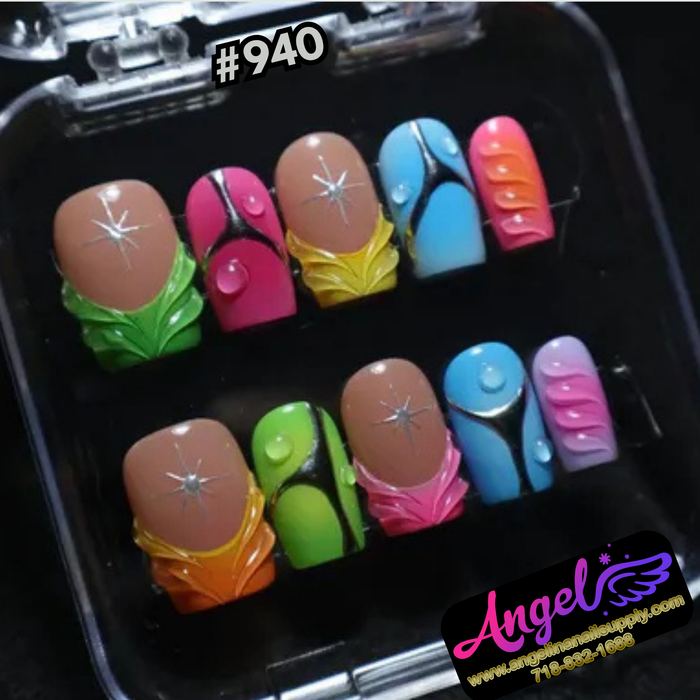 Angelina Handmade Custom Press-On #0940 - Pop Wave