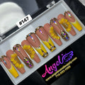 Angelina Handmade Custom Press-On Long Nail Design #147 - Sunflower Radiance