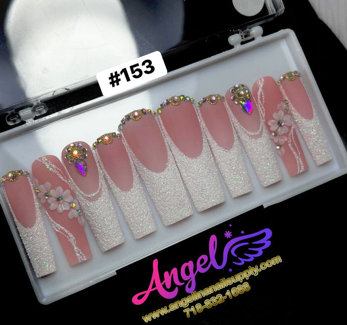 Angelina Handmade Custom Press-On Long Nail Design #153 - Frosted Sonata