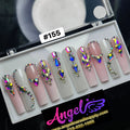 Angelina Handmade Custom Press-On Long Nail Design #155 - Starlit Jewels
