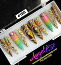 Angelina Handmade Custom Press-On Long Nail Design #166 - Crown of Atlantis