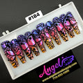 Angelina Handmade Custom Press-On Long Nail Design #184 - Twilight Butterfly