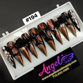 Angelina Handmade Custom Press-On Long Nail Design #194 - Midnight Ember Rose