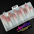 Angelina Handmade Custom Press-On Long Nail Design #197 - Blushing Bridal Bloom