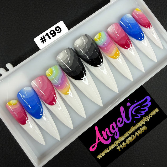 Angelina Handmade Custom Press-On Long Nail Design #199 - Neon Daydream