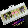 Angelina Handmade Custom Press-On Long Nail Design #200 - Enchanted Butterfly Garden