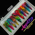 Angelina Handmade Custom Press-On | Long Nail Design #203 - Neon Tribal