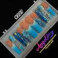 Angelina Handmade Custom Press-On | Long Nail Design #207 - Ocean Petals