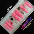 Angelina Handmade Custom Press-On | Long Nail Design #208 - Pink Luxe