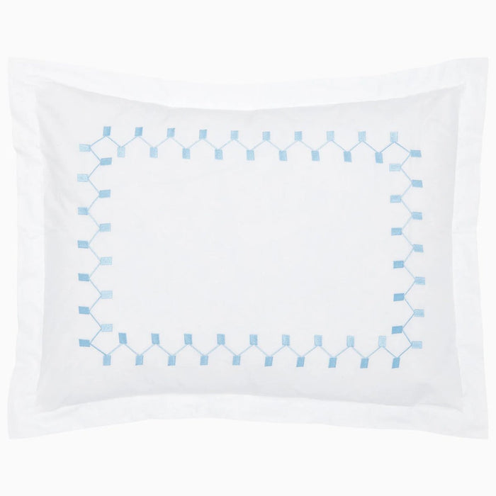 Anketi Light Indigo Border Organic Sham by John Robshaw King Sham Light Indigo at FIG LINENS AND HOME 2