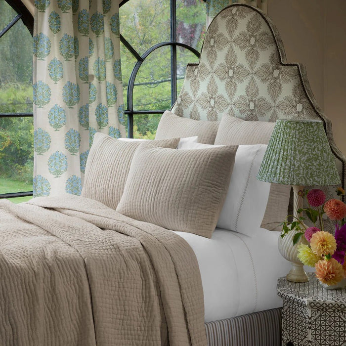 John Robshaw Anketi Natural Organic Cotton Sheets shown on Bed at Fig Linens and Home