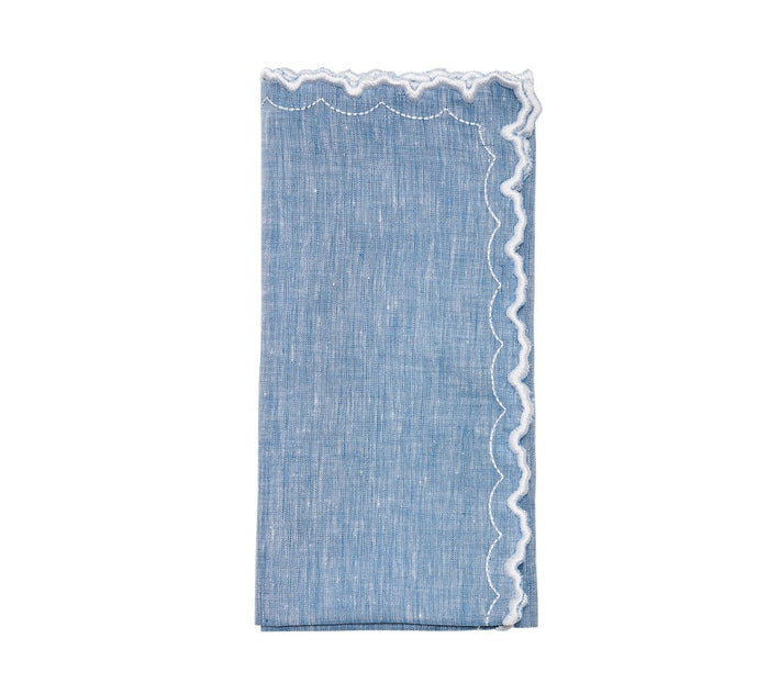 Arches Napkin in Blue & White by Kim Seybert at Fig Linens and Home - Folded