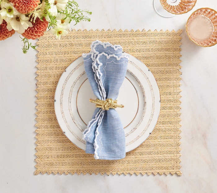 Arches Napkin in Blue & White by Kim Seybert at Fig Linens and Home - LIfestyle