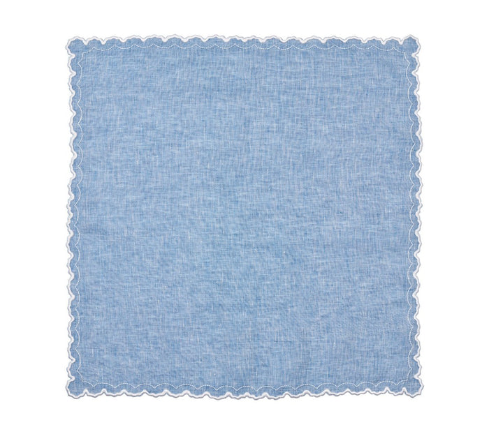 Arches Napkin in Blue & White by Kim Seybert at Fig Linens and Home - Open Flat