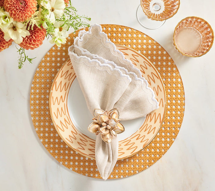 Arches Napkin in Natural & White by Kim Seybert at Fig Linens and Home - Lifestyle 1