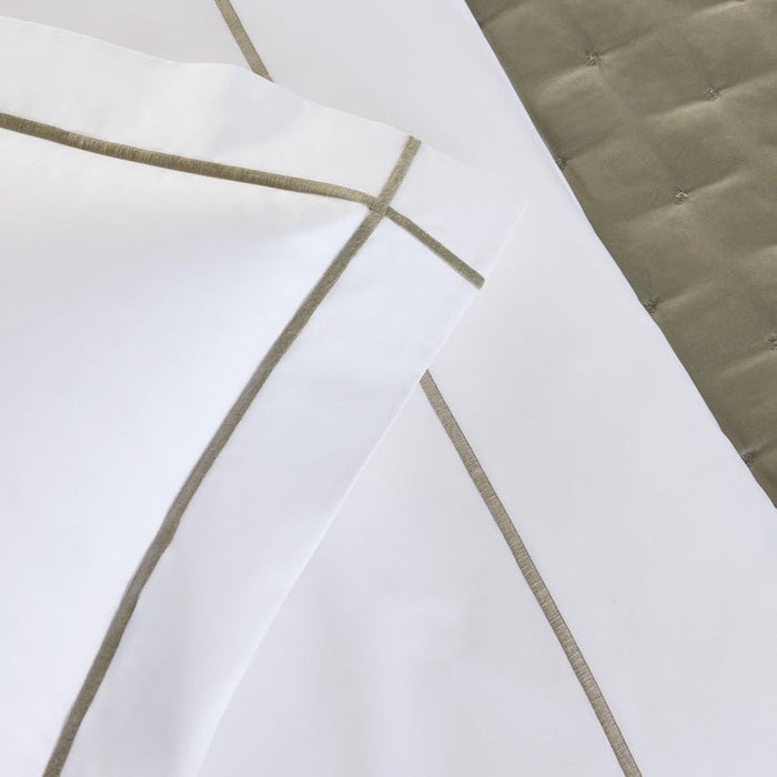 Pillow Sham Detail - Athena Kaki Percale Cotton Bedding by Yves Delorme