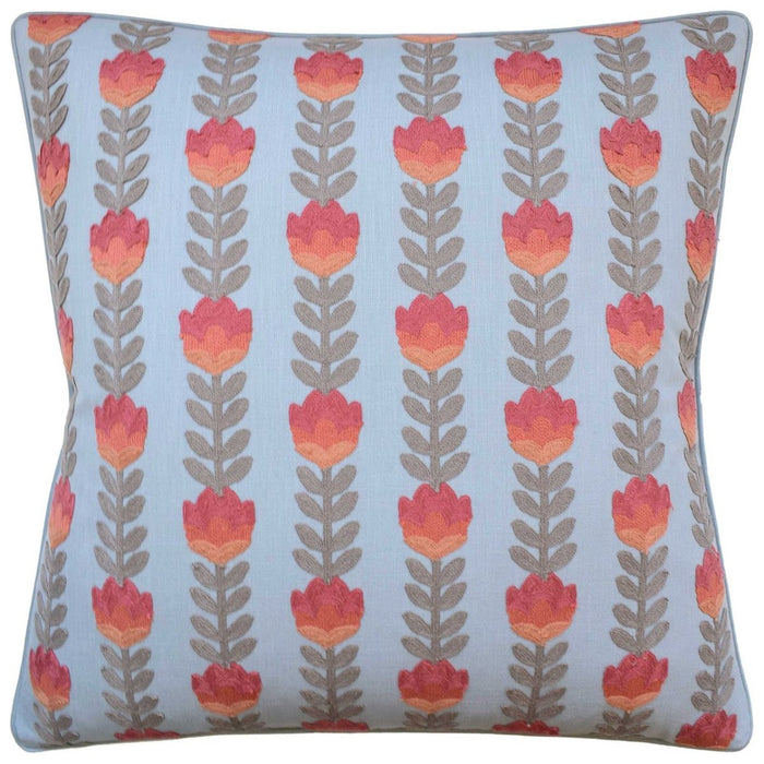 Avelie Blossom Sienna and Sky Blue Decorative Pillow Ryan Studio | Fabricut Fabric