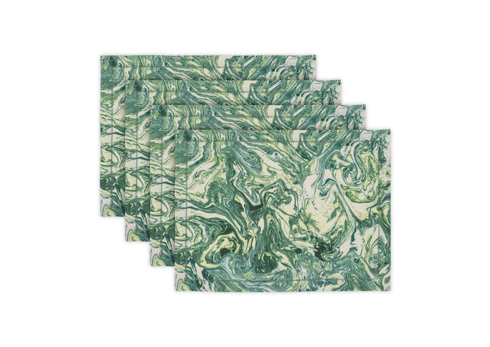 Matouk Schumacher Emerald Green Balthazar Placemats at Fig Linens and Home - Set of 4