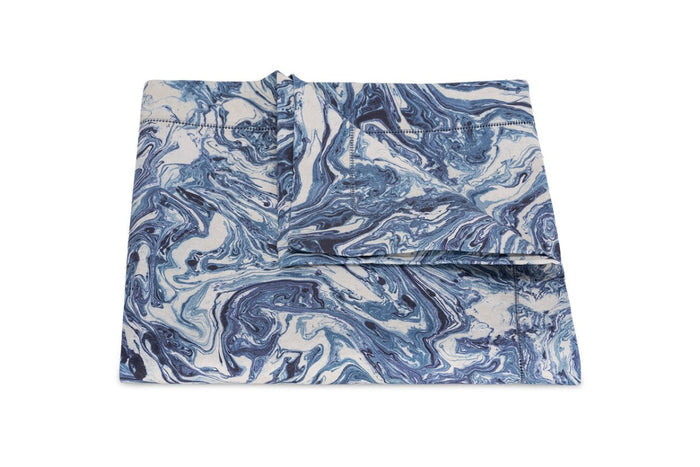 Matouk Schumacher Balthazar Lapis Blue Tablecloths at Fig Linens and Home