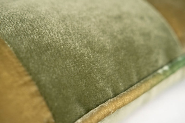 Banded Velvet Performance Pillows Scallion Kevin O'Brien at Fig Linens and Home - Detail View