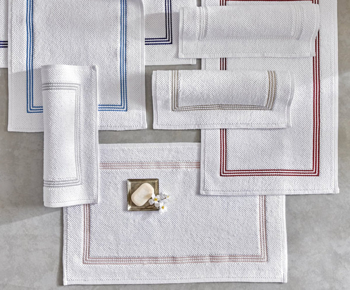 Bel Tempo Bath Rugs by Matouk at Fig Linens and Home | Cotton Non-Slip Bathroom Floor Rug