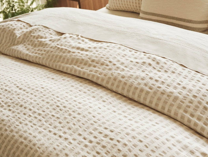 Coyuchi Birch Undyed Organic Duvet Covers and Shams at Fig Linens and Home - Detail of weave